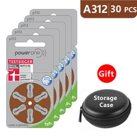 hearing aid batteries size 312 za power onepack of 30brown tab pr41 1 45v type a312 au 6nh zinc air battery p312 with case