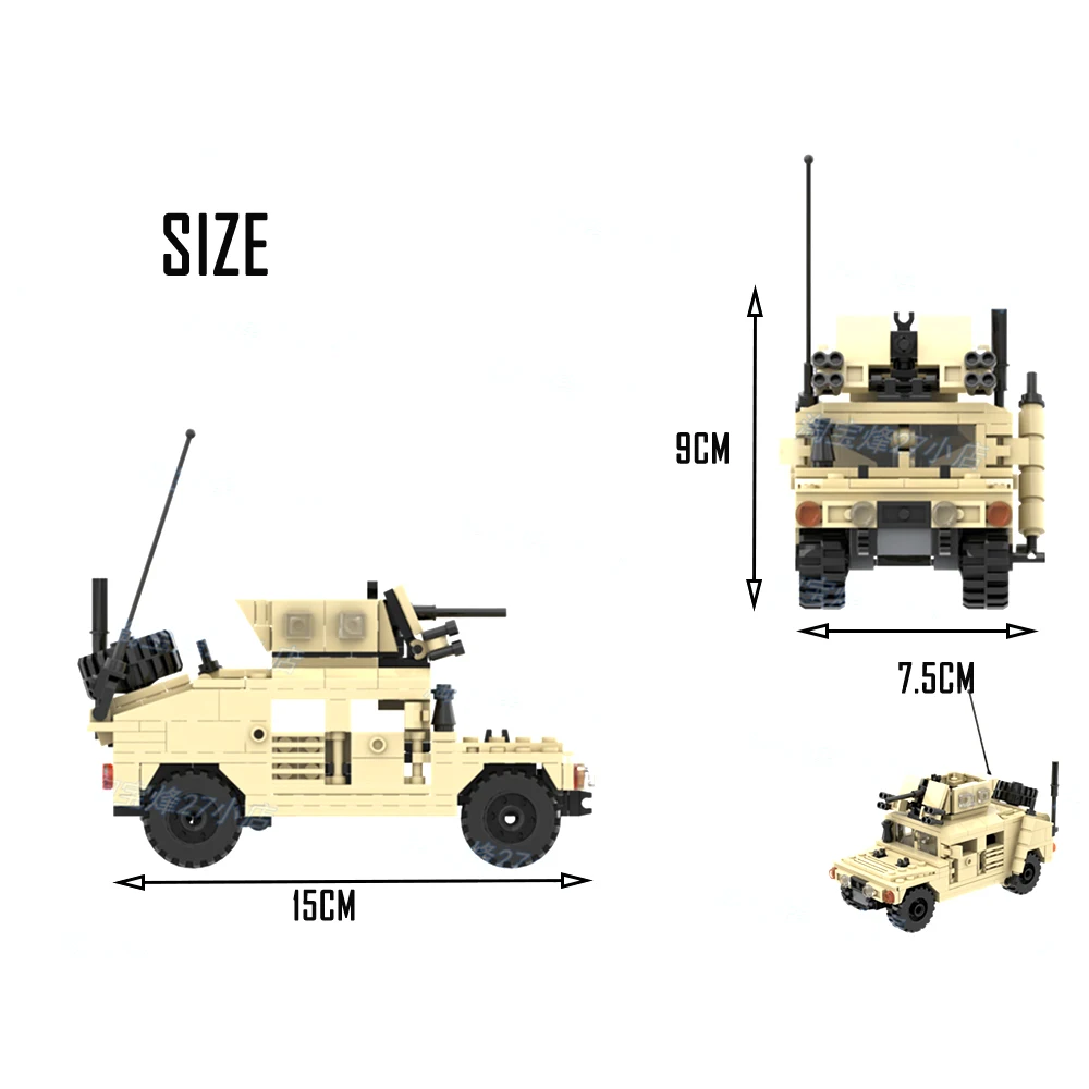 

Military SUV Cre ator Ar mored Truck WW2 " Hum mer " Military T ank Vehicle Model Block Machine Moc B rick M-1114