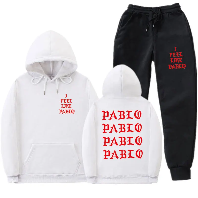 

I Feel Like Pablo Kanye Letter Print Hoodies Men Women Sweatshirt Pants Set Hip Hop Casual Sports Hoodie Fall/Winter Sports Set