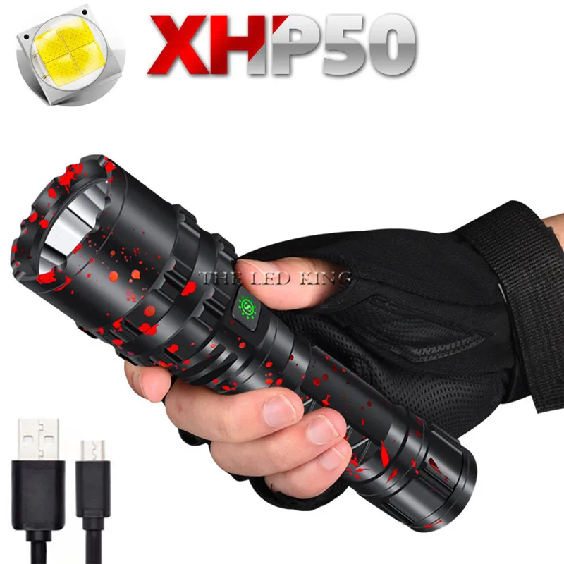 50000 люмен фонарик светильник hp50.2 самый мощный 26650 usb xhp50 L2 фонарь 18650 охотничий