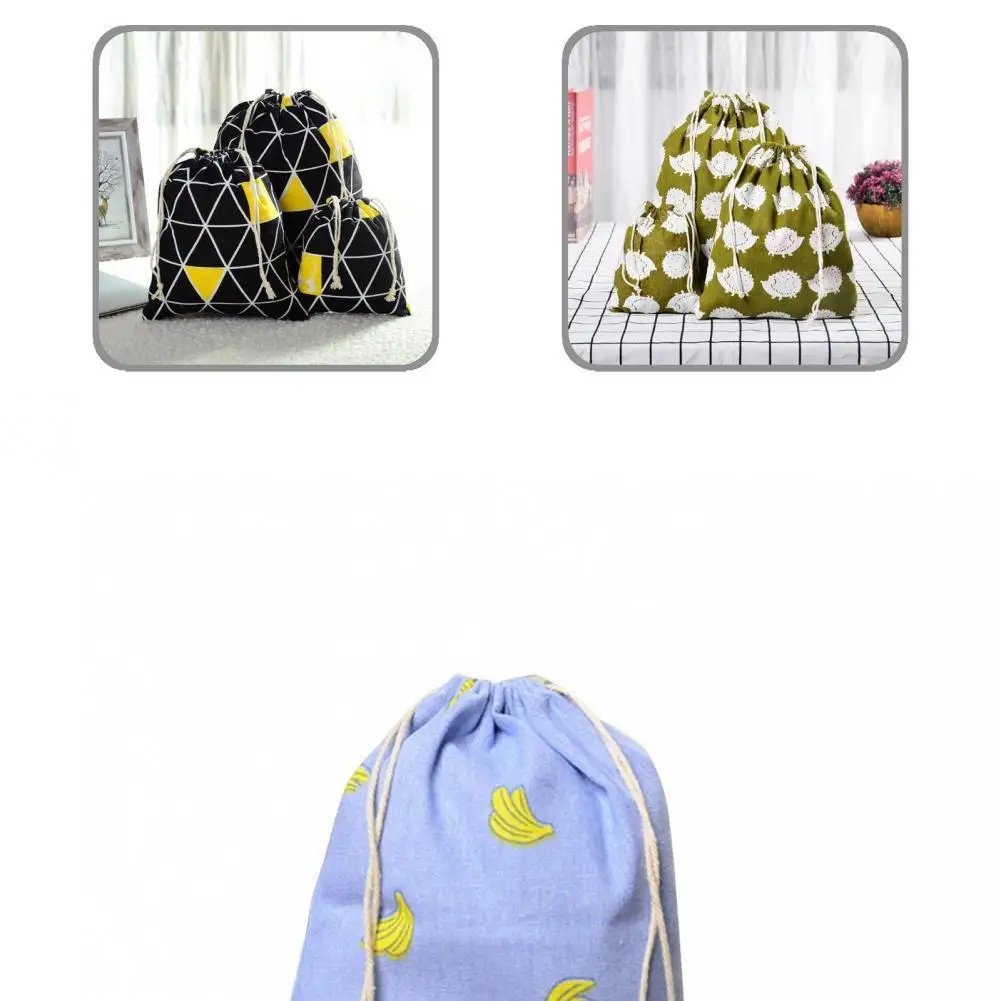 

Attractive 3 Sizes Folding Drawstring Printed Large Capacity Storage Pouch Organizer for Travel