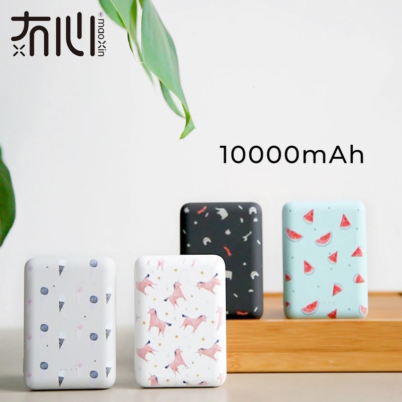 Maoxin повербанк внешний аккумулятор 10000mAh за xiaomi Android iPhone samsung портативная зарядка обожаемый павербанк мощный powerbank повер банк эмоджи мини с USB-кабелем