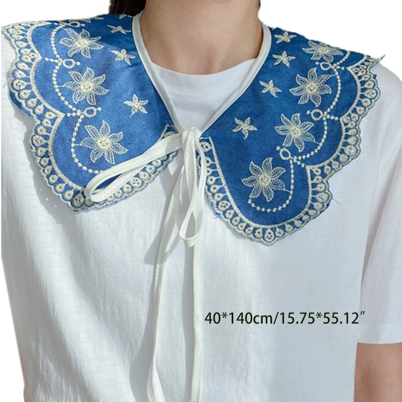 

Hollow Printting Chiffon Detachable Fake Collar for Womens Small Waistcoat Girl's Clothing Accessories
