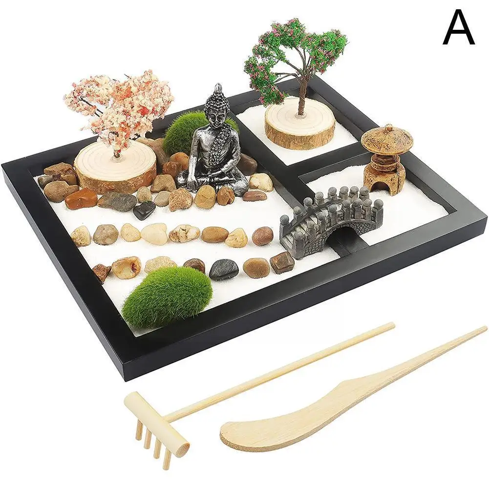 

Zen Decoration Kit For Garden And Sand Micro Landscape Relaxing Set With Artificial Bonsai Tree Bridge Garden Table Decora G1R6