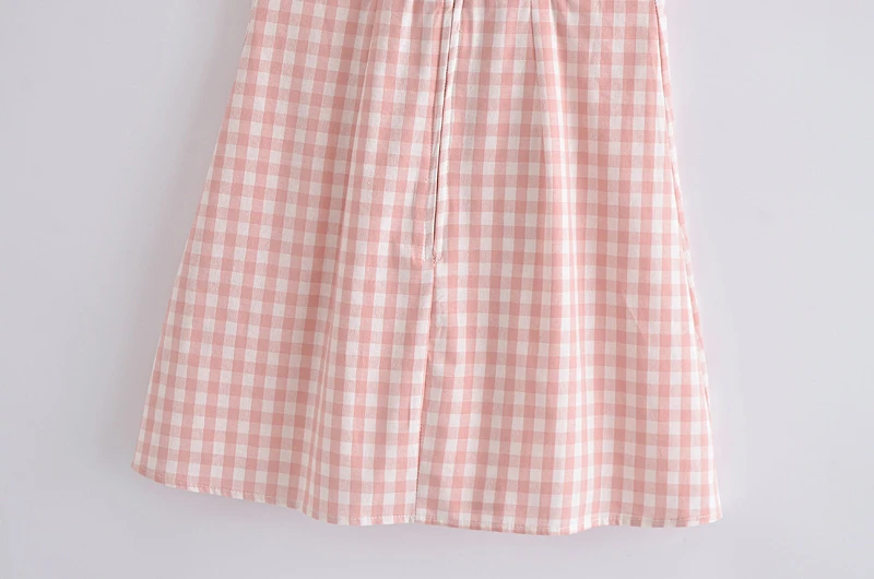 

Summer 2021 Vintage Sweet New Plaid Elastic Waist Slim-Fit Suspender A-Line Dress Women Zipper Vestido Fashion Chic Female