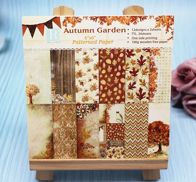 6‘’ Single-side Patterned paper autumn garden Paper Carft Origami Art Background Pad For Making Scrapbook handmade Craft paper