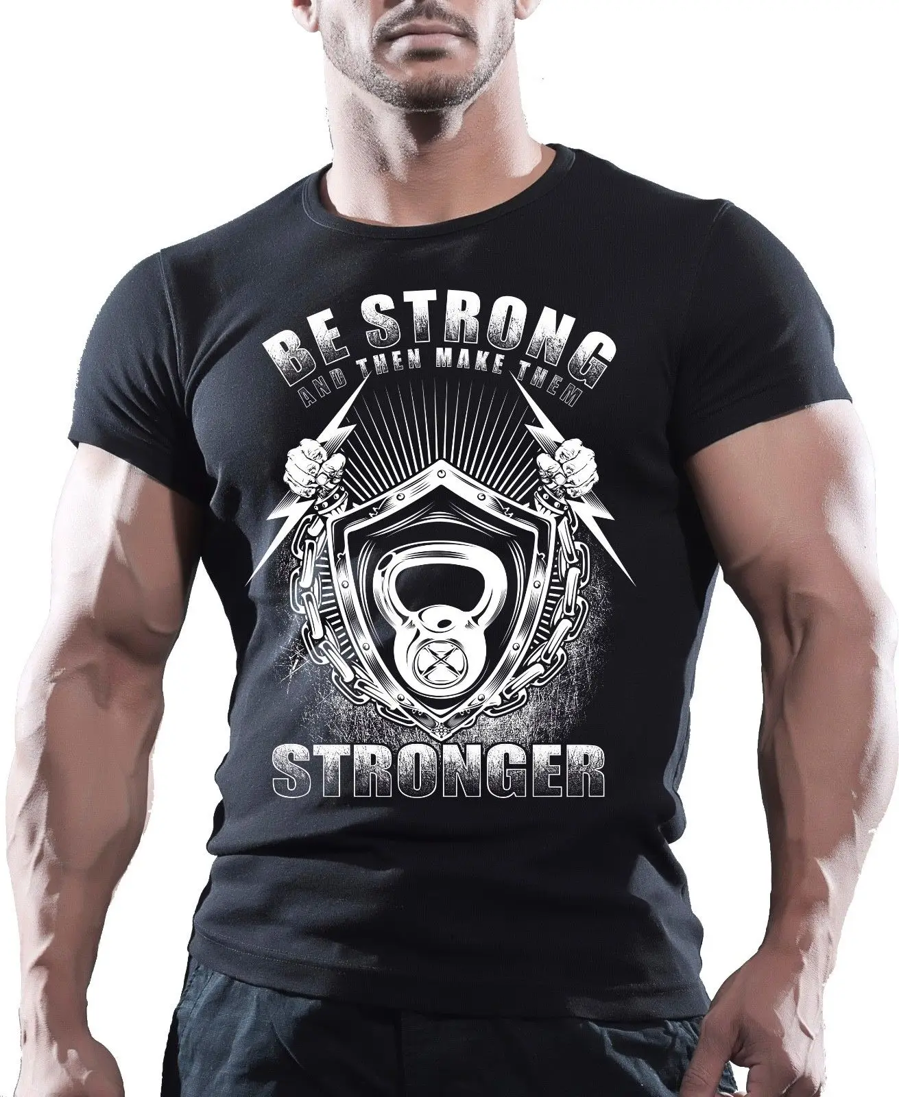 Быть сильным бодибилдинга тренажерный зал король черная мышечная Футболка