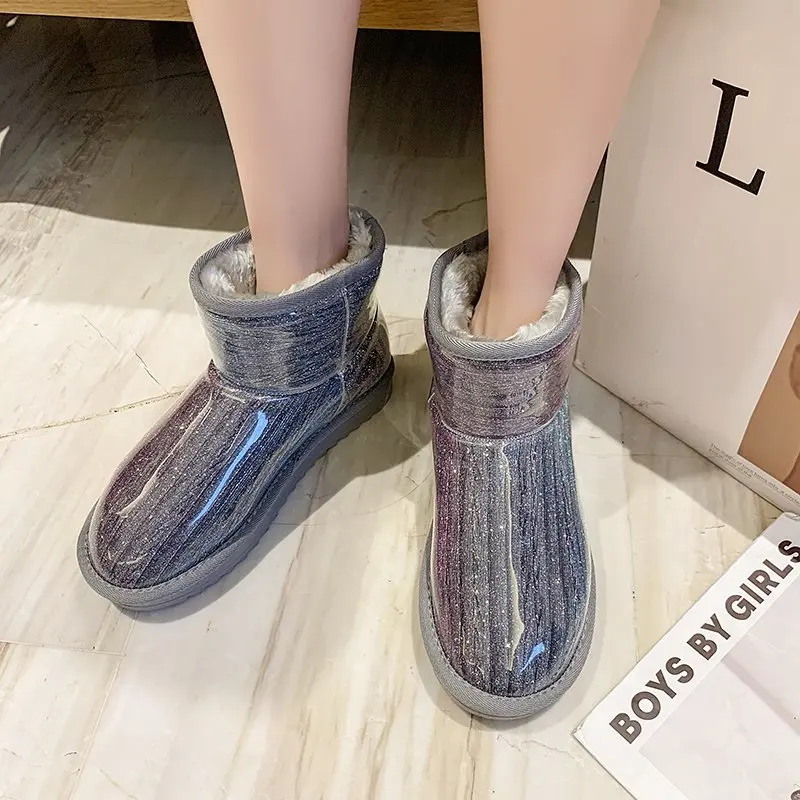 Женские сапоги из ПВХ водонепроницаемые повседневные осенне-зимние теплые