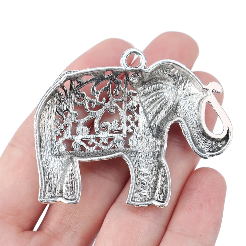ZXZ 2 шт. тибетский серебряный Большой филигранный Счастливый слон подвески для