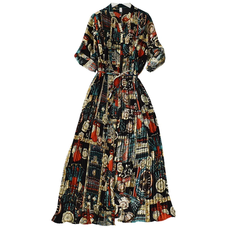 Женское длинное платье в национальном стиле Пляжное с цветочным принтом