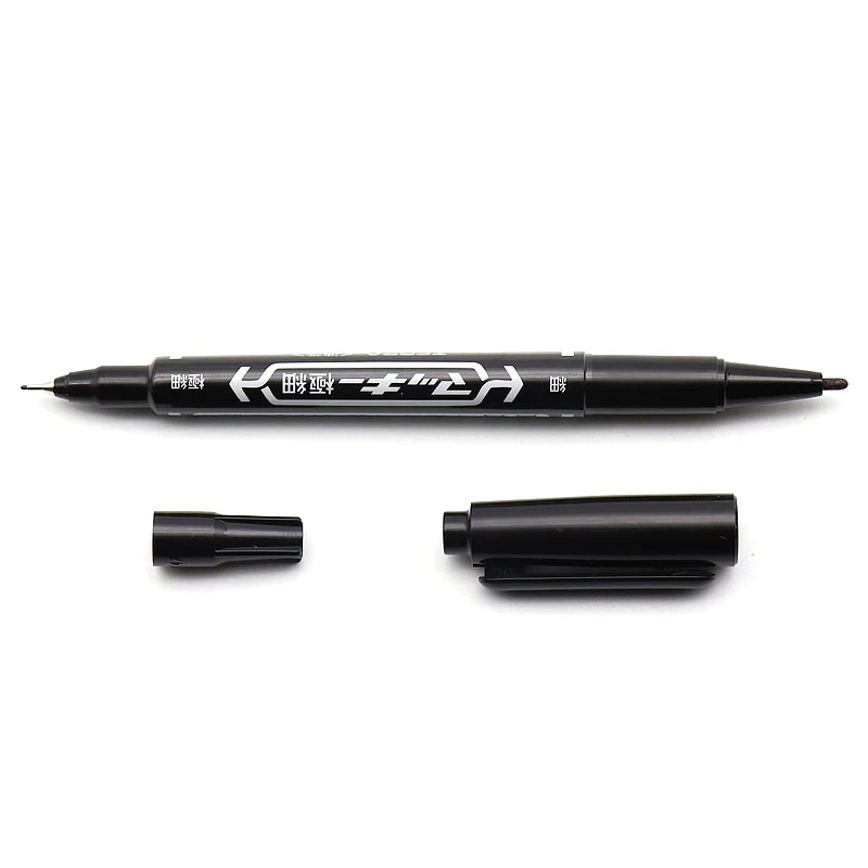 Pro 10Pcs Black Dual-Tip Tattoo Skin Marker Pen Piercing Body Positioning Marking Pen Permanent Makeup Tattoo Tools Supplies