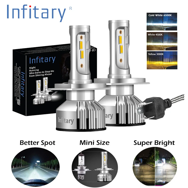 Infitary V3 модель H4 светодиодный H7 H1 H3 H11 72W фары для 10000LM 3000 K/4500 K/6500 K CSP 1860 светодиодный автомобилей головной светильник тумана Светильник лампы Автомобильные светодиодные противотуманные лампы фары