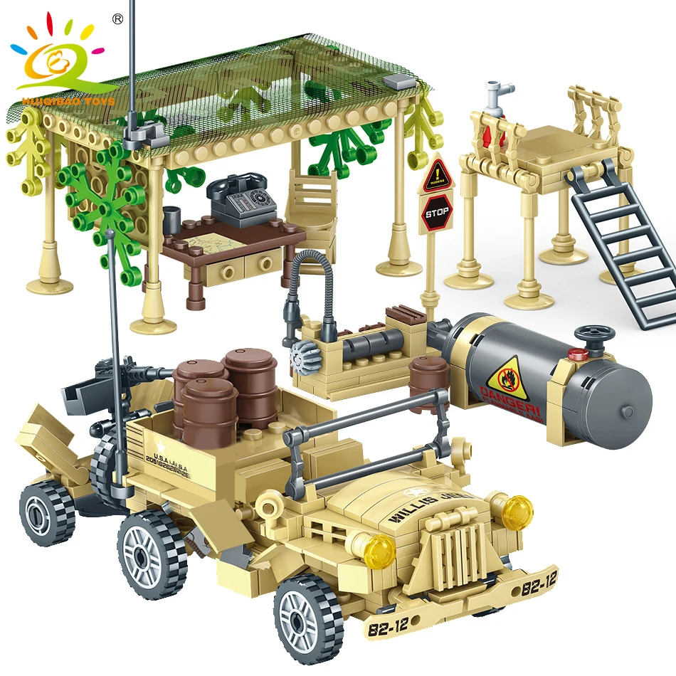 HUIQIBAO игрушки армейский Чехол Броня строительные блоки для автомобилей детей