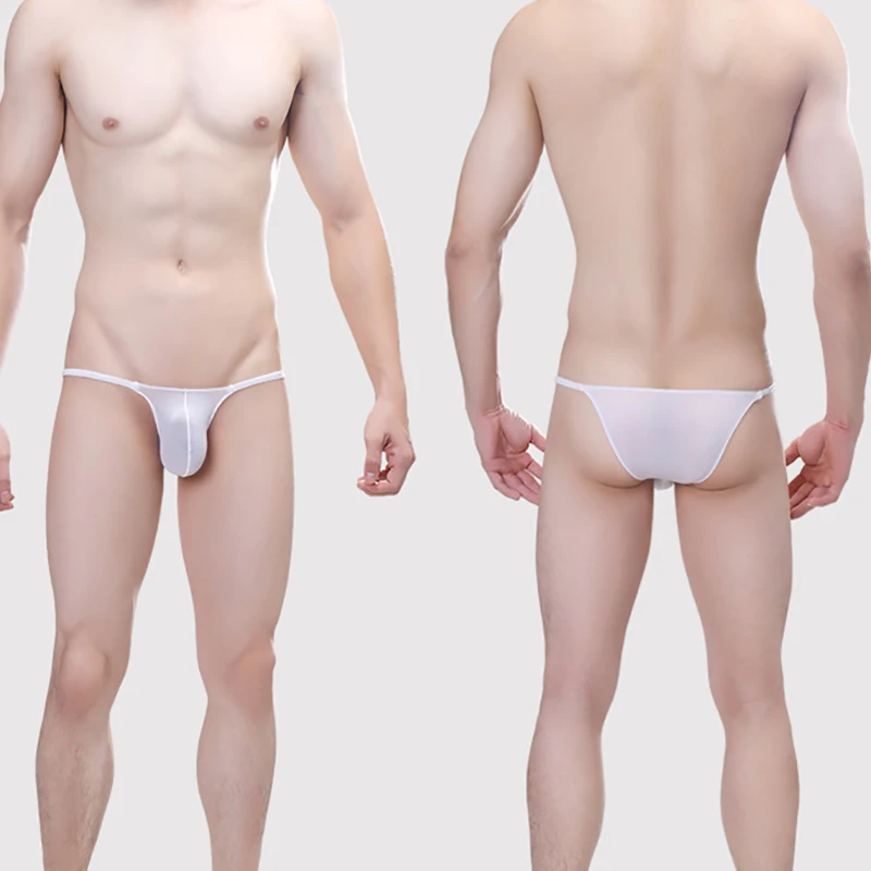 2pcs Bikini Lingerie For Men Underwear Sexy Ice Silk Tanga Slip Sport Slim Tight Up Fashion Lot Briefs