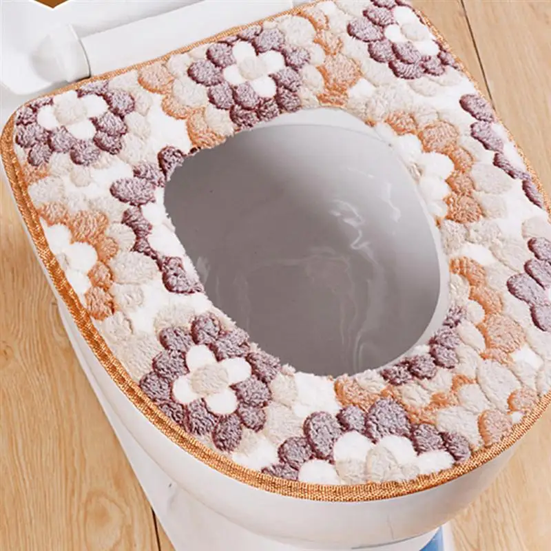 

4Pcs Thicken Plush Toilet Seat Cushion Home Pasting Toilet Pad (Mixed Color)