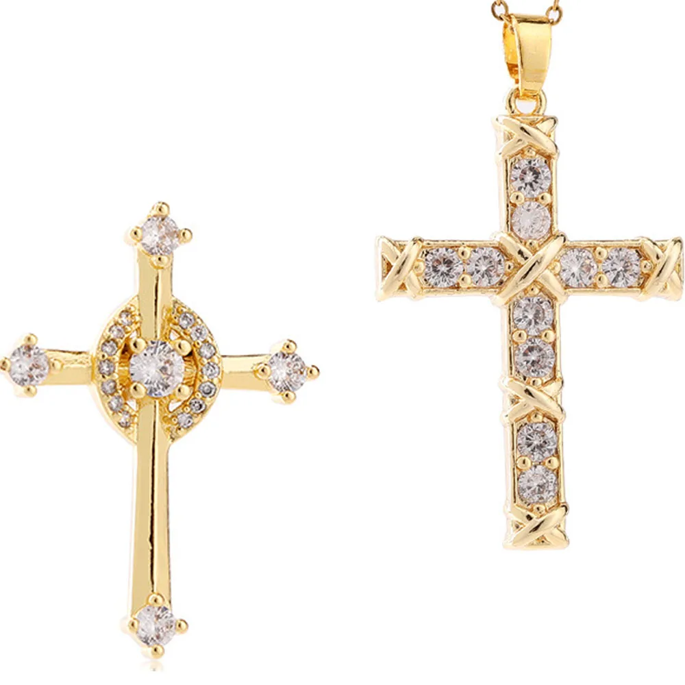 

Christian Earring Colorful Religion Cross Christianity Necklaces Earrings Zircon Brass Necklaces Earrings Jewelry for Women 2021