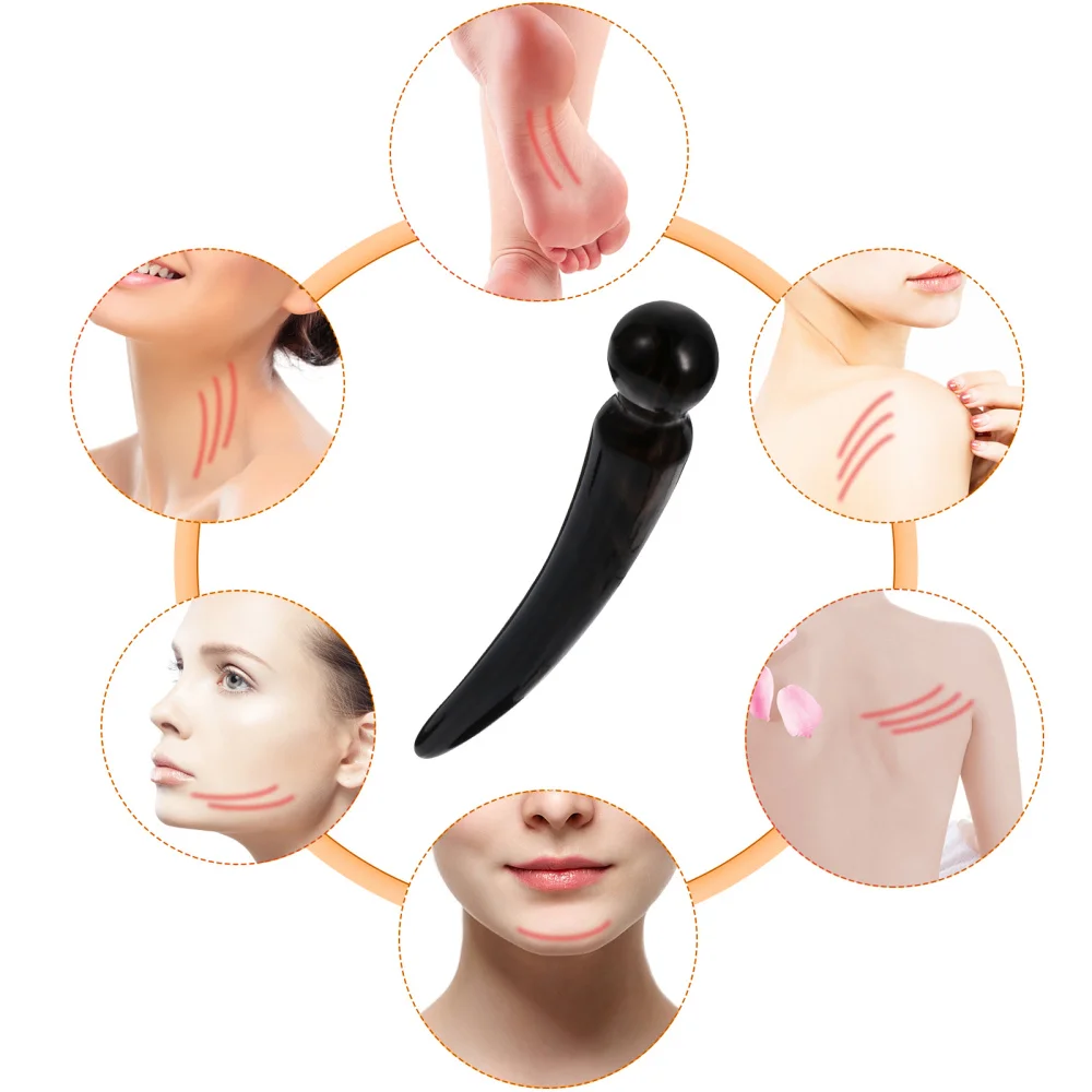 

Portable Body Scrapping Plate Stick Pen Natural Ox Horns Rod