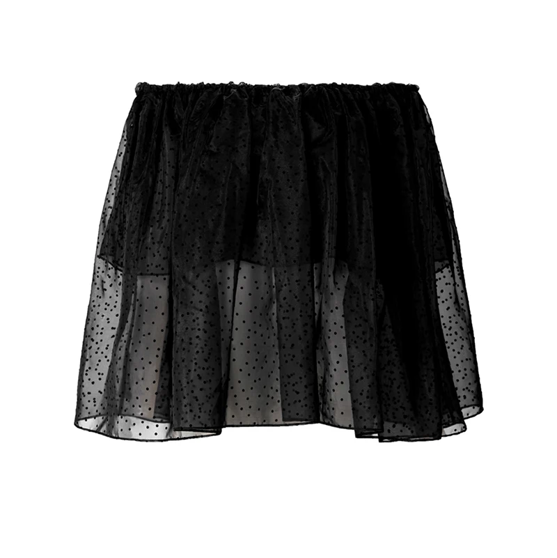 [EAM] Женская черная сетчатая блузка в горошек с разрезом новая свободная рубашка