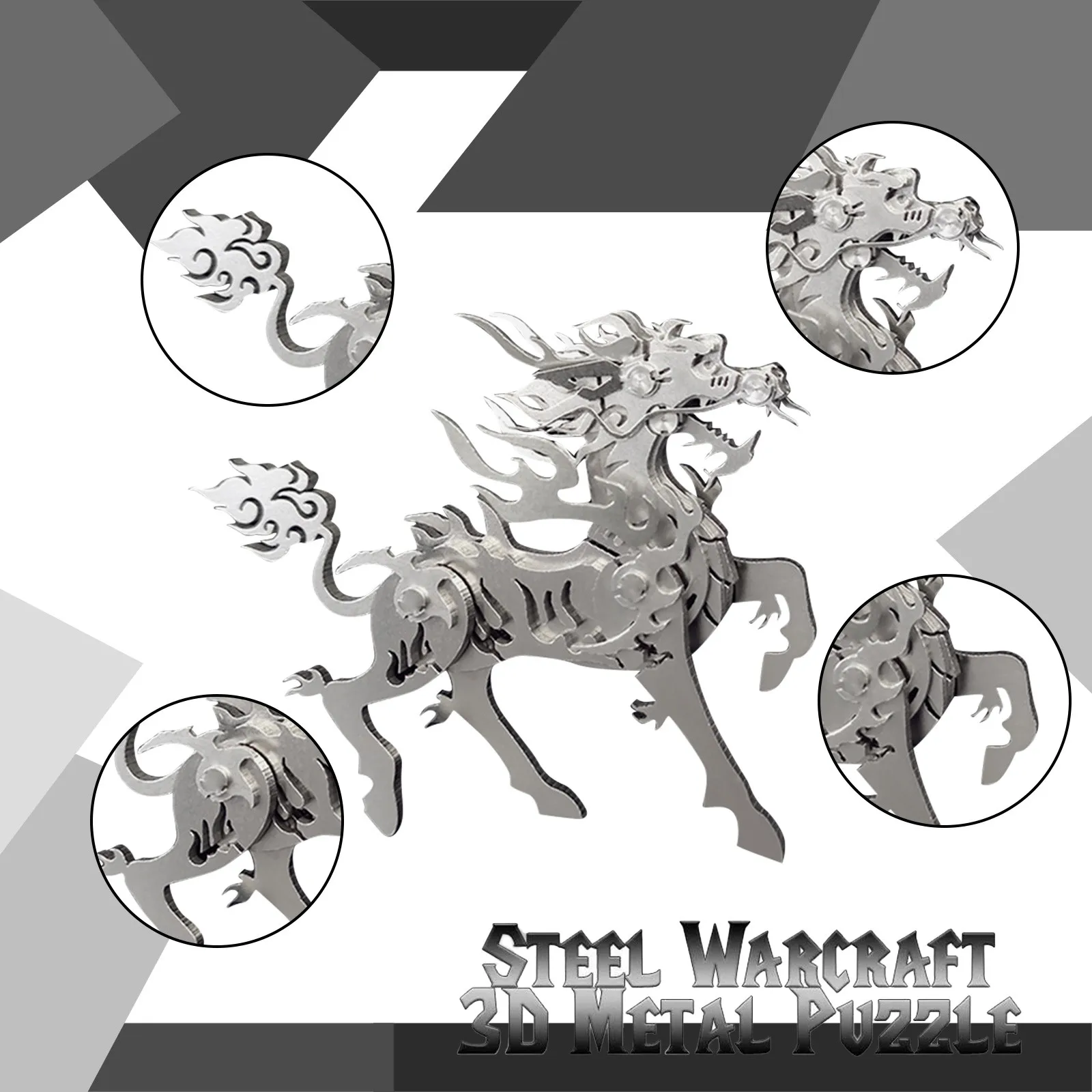 

3D Puzzle Metal Model Handmade Stainless Steel Assembly Ornaments Adult Gift for Children Jigsaw DIY Desktop Educational Toys
