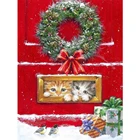 Алмазная живопись, рождественские животные 5D, алмазная вышивка сделай сам, дверь, вышивка крестиком, кошка Стразы, зимний домашний декор, мультяшный Кот