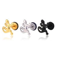 small cute gecko stud earrings for men women blacksteelgold stainless steel earrings party jewelry dropshipping