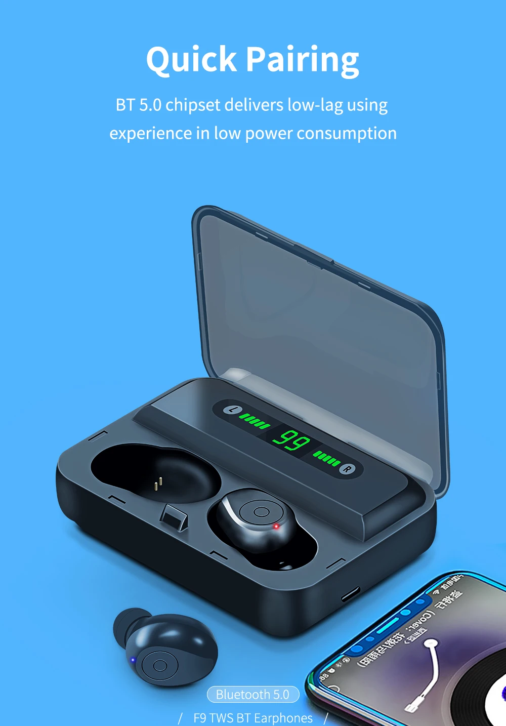 FBYEG TWS F9 настоящие стерео беспроводные Bluetooth наушники HIFI HD Спортивная гарнитура наушники с микрофоном для телефона