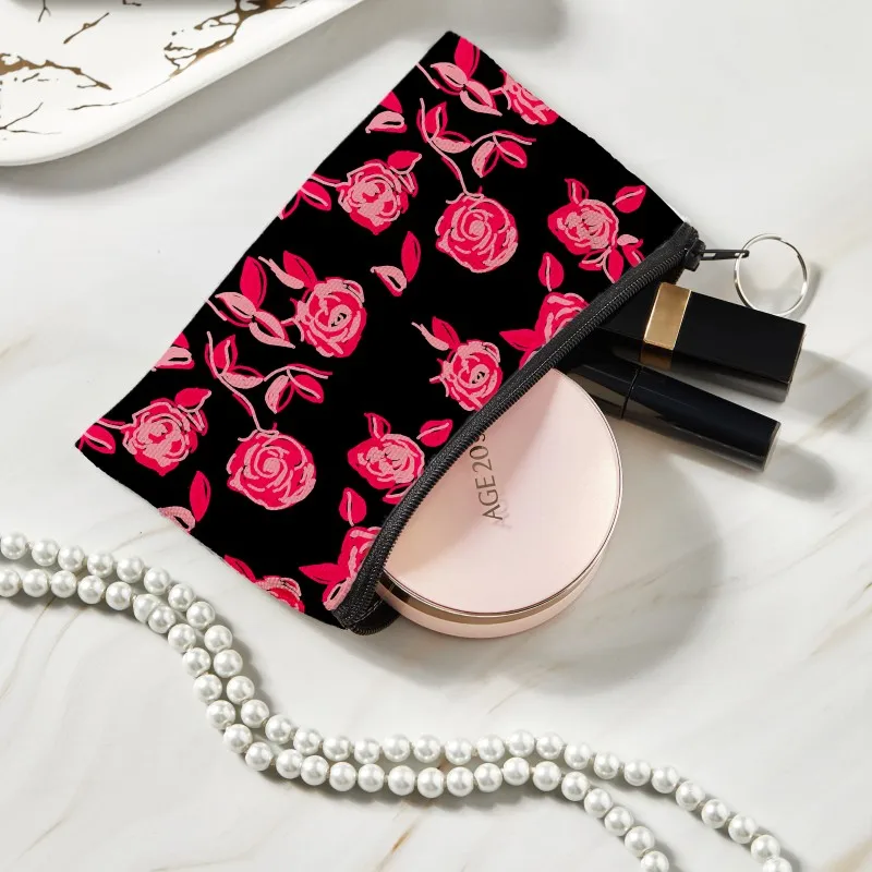 Новинка женский модный кошелек для монет с розовыми цветами Холщовый девушек