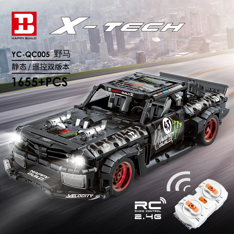 

QC005 Ford Mustang Hoonicorn RTR V2 Racing Car With Power Function High-Tech 20102 23009 MOC-22970 Building Block Bricks Kids