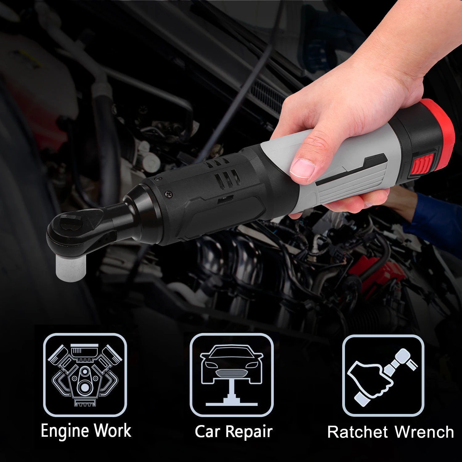 

Cordless Electric Ratchet Wrench 3/8inch 80N.M 240RPM 18V Power Ratchet Wrench Kit with LithiumIon Battery and a Fast Charger