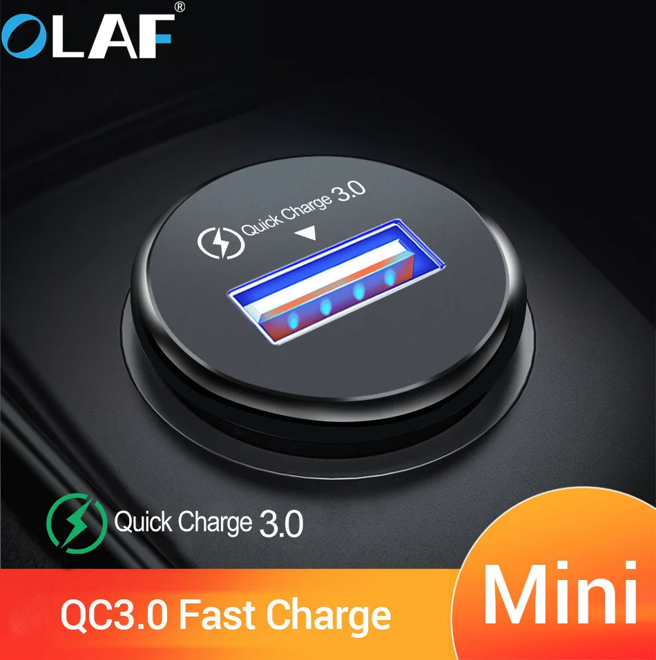 Mini Quick Charge 3.0 Car Charger For iphone Samsung Fast Charging QC 3.0 Car-Charger For Xiaomi Huawei Car Phone USB Charger
