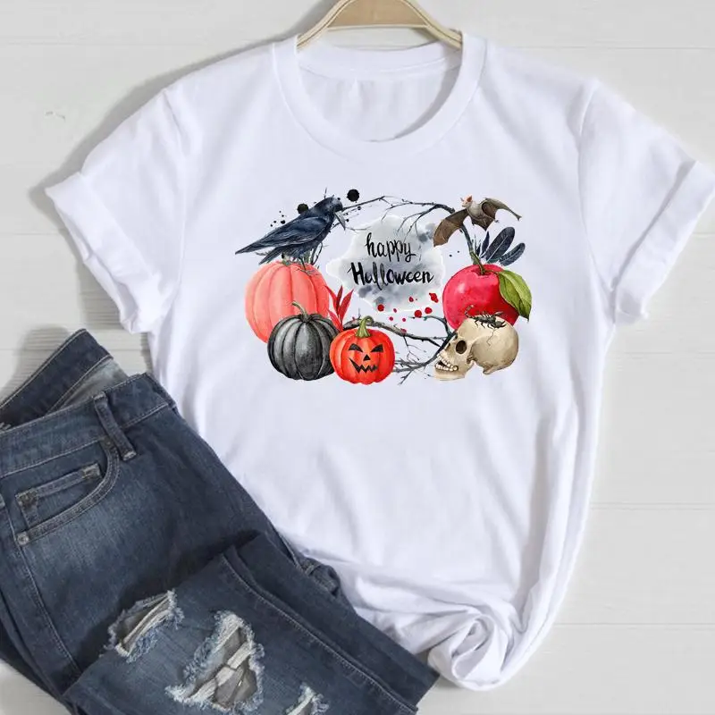 

Women Thanksgiving Web 2021 Printing 90s Halloween Autumn Fall Graphic Clothing Tshirt T Female Tee Top Print T-Shirt