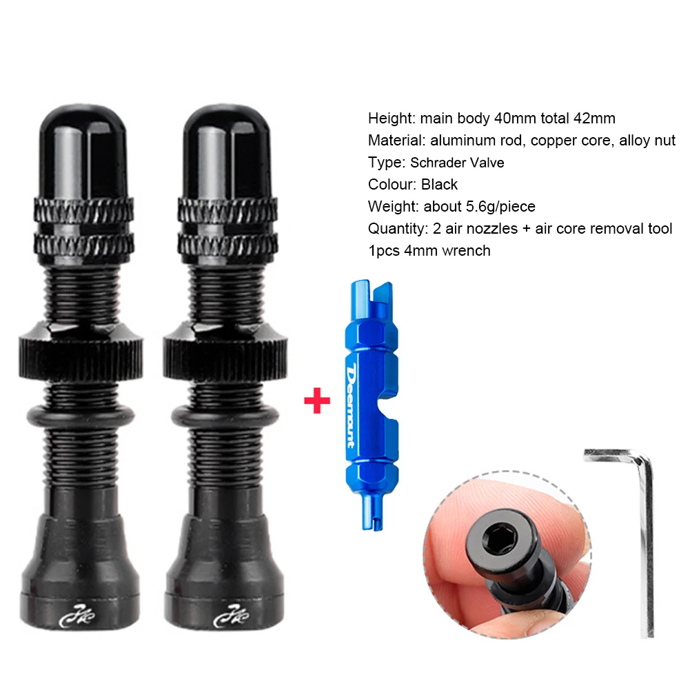 

2PCS Bicycle Tubeless Schrader Nipple A/V Valves Brass Core CNC Machined Anodized for MTB Road Bike Tubeless Rims tubeless valv