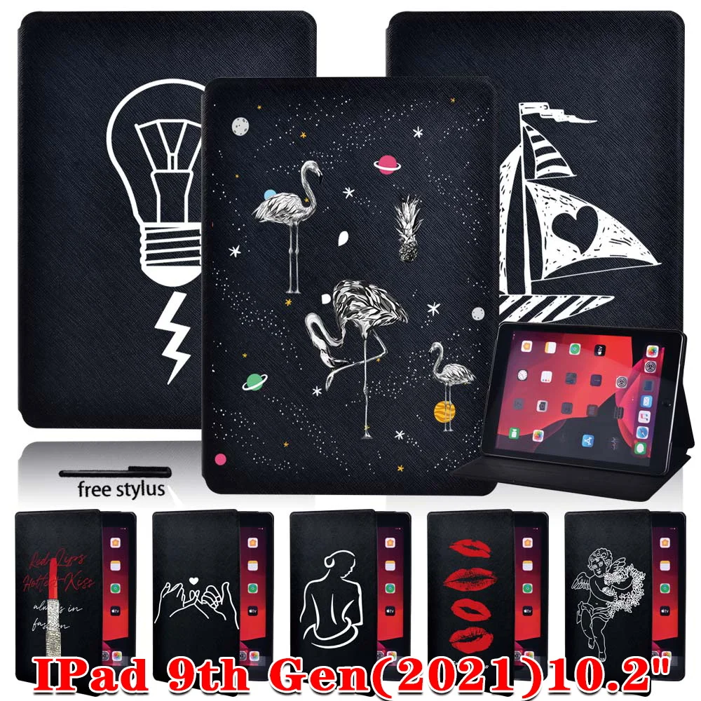 

Чехол для планшета IPad 9-го поколения 2021, простой чехол с узором, чехол для Apple IPad 9, 10,2 дюйма, кожаный складной чехол-подставка