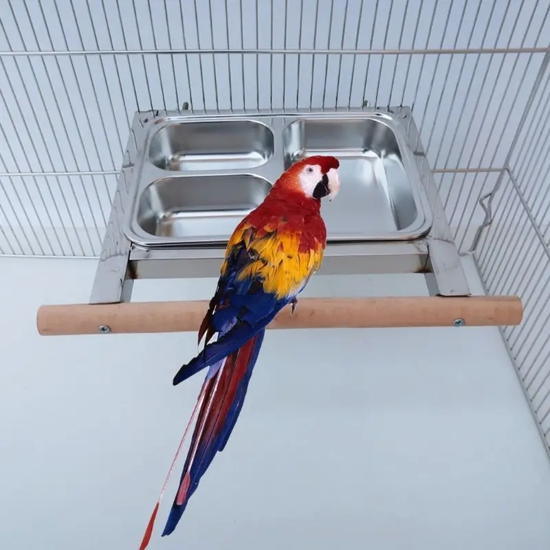 

Stainless Steel Bird Feeding Cups Food Water Bowl with Clamp Parrot Cage Feeding Dropshipping