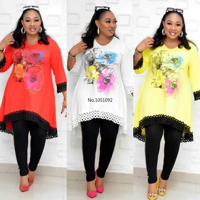 Элегантные африканские женские комплекты из двух предметов с принтом топ и штаны