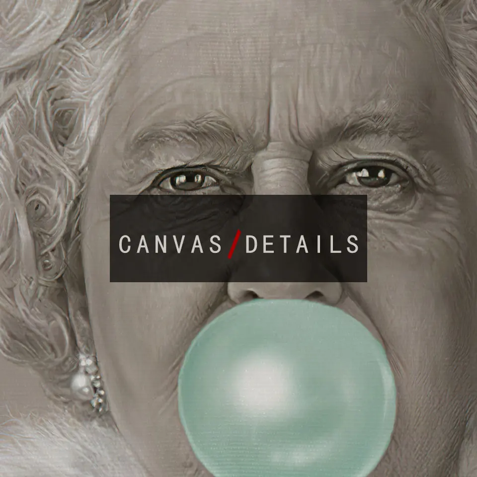 Картина черная белая на холсте с изображением Элизабет II|Рисование и