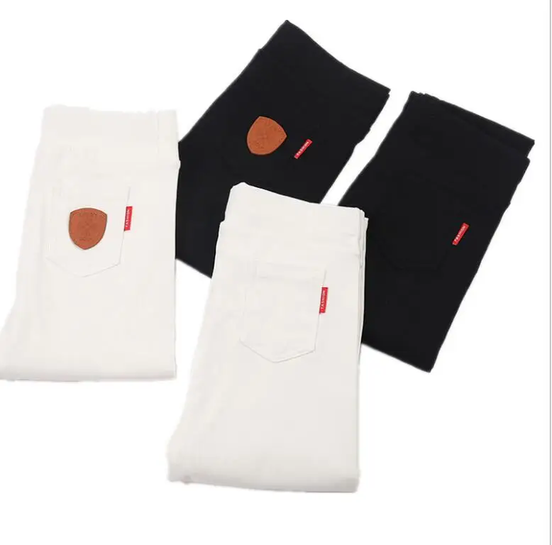 Белые и черные леггинсы для девочек осень 2019 модные повседневные обтягивающие