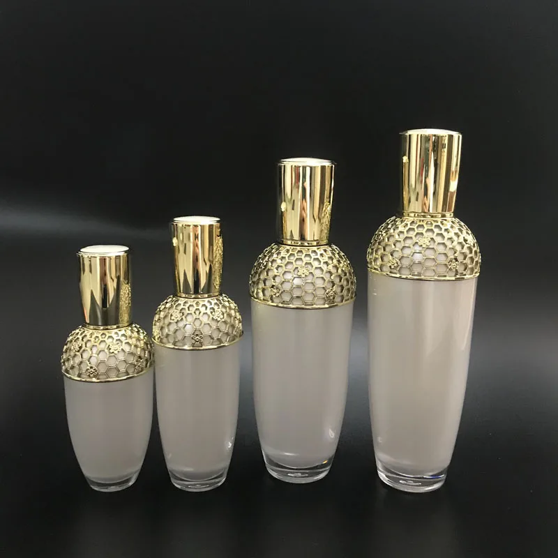 Роскошные белые акриловые портативные многоразовые бутылки Вакуумная крышка