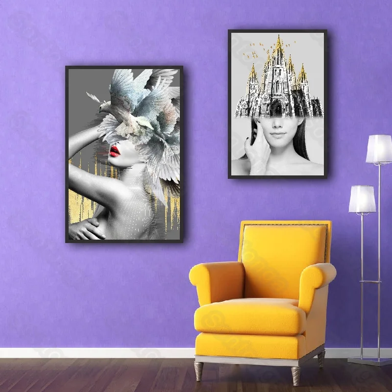 

Fashion Girl Modern Art Poster Sofa Background Simple Bedroom Bedside Painting Creative Modern Living Room Decorative Painting