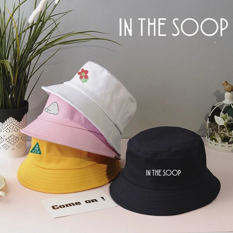Рыбацкая шляпа Kpop Bangtan Boys IN THE SOOP Мультяшные шляпы от солнца с буквенным принтом