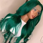 Зеленые волнистые передние парики из человеческих волос, предварительно выщипанные парики 13*4 на сетке спереди, с детскими волосами, бразильские волнистые парики без повреждений на сетке для женщин