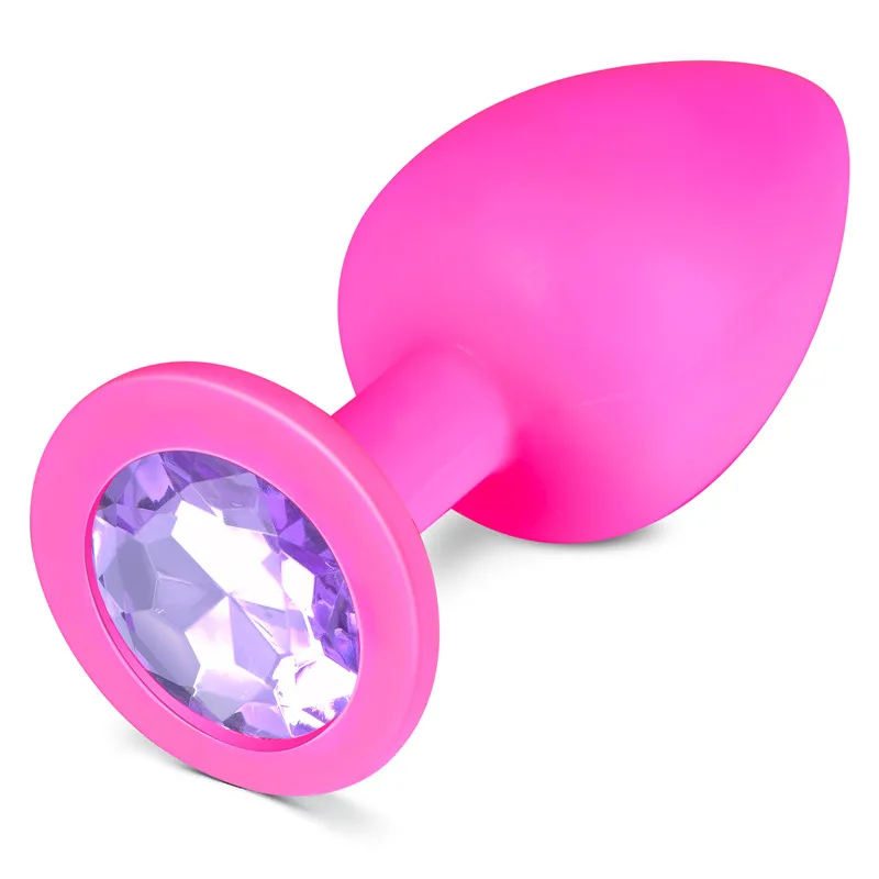1 шт. розовая силиконовая Анальная пробка бусина Фиолетовый Кристалл