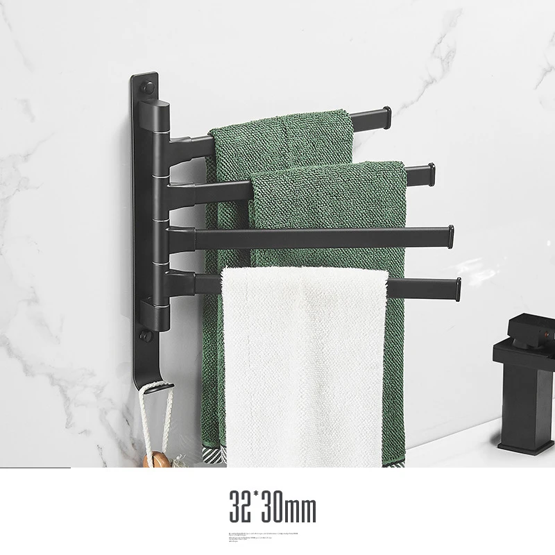 nordic towel rack space aluminum bathroom towel shelf hanger rotating towel bar wall hanging free punch bathroom storage free global shipping