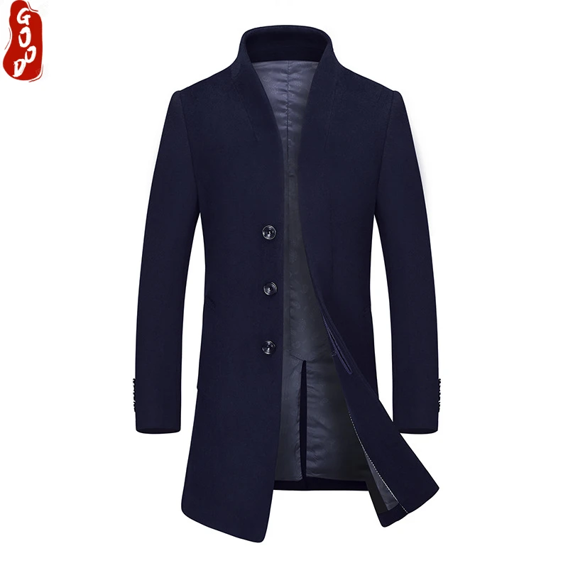 

2021 Fashion Man Coat of Wool Blend Autumn Long Trench Coat Men Winter Overcoat Male Spring Smart Casual Jackets LPL512