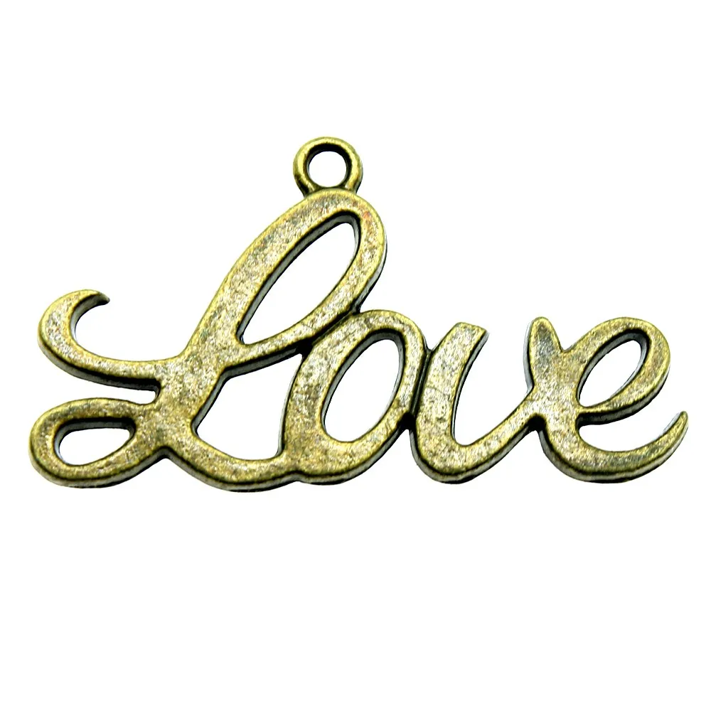 

3pcs Charm Word Love Vintage Word Love Charms Pendant For Jewelry Making Antique Bronze Color Love Charms 18x40mm