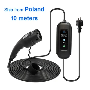 10 meters long ev cable charge timer mobile charger 16a evse portable for electric car goods type 2 type 1 free global shipping