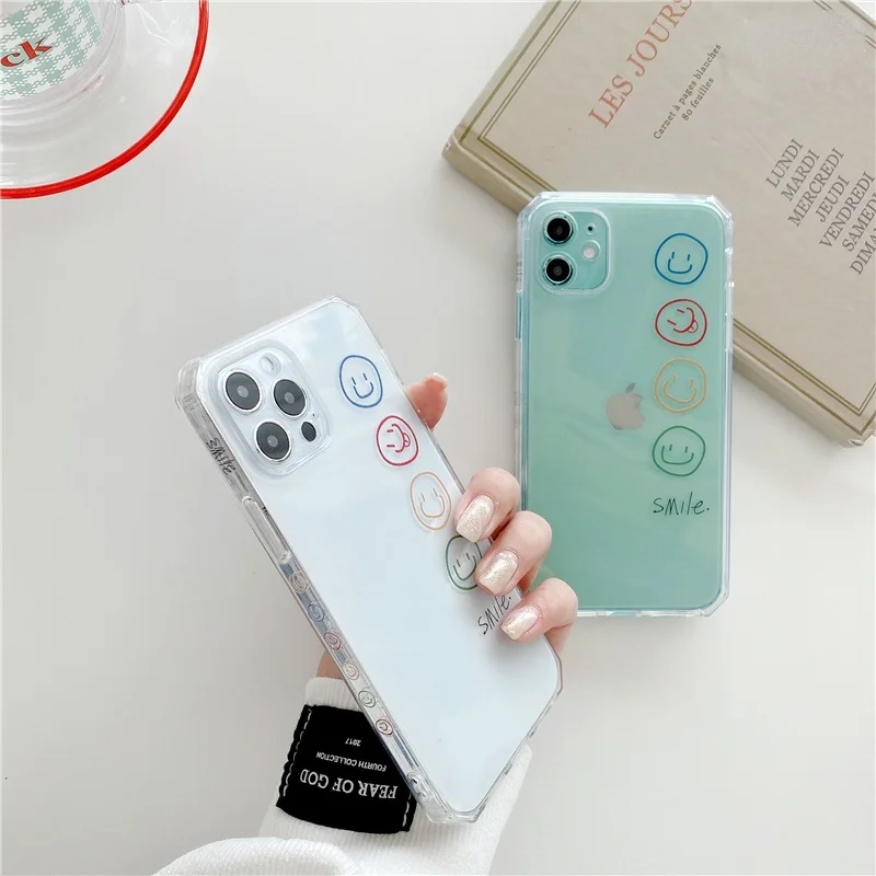 

Cute Simple Happy Smile Phone Case For iphone 12 mini 11 Pro Max 7 8 plus SE 2020 X XR XS Max SE 2020 Soft Cover Side Print Case
