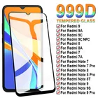 Защитное стекло 999D для Xiaomi Redmi Note 7 8 9 Pro 8T 9S, закаленное защитное стекло для экрана Redmi 9C NFC 9T 9AT 9A 8A 7A