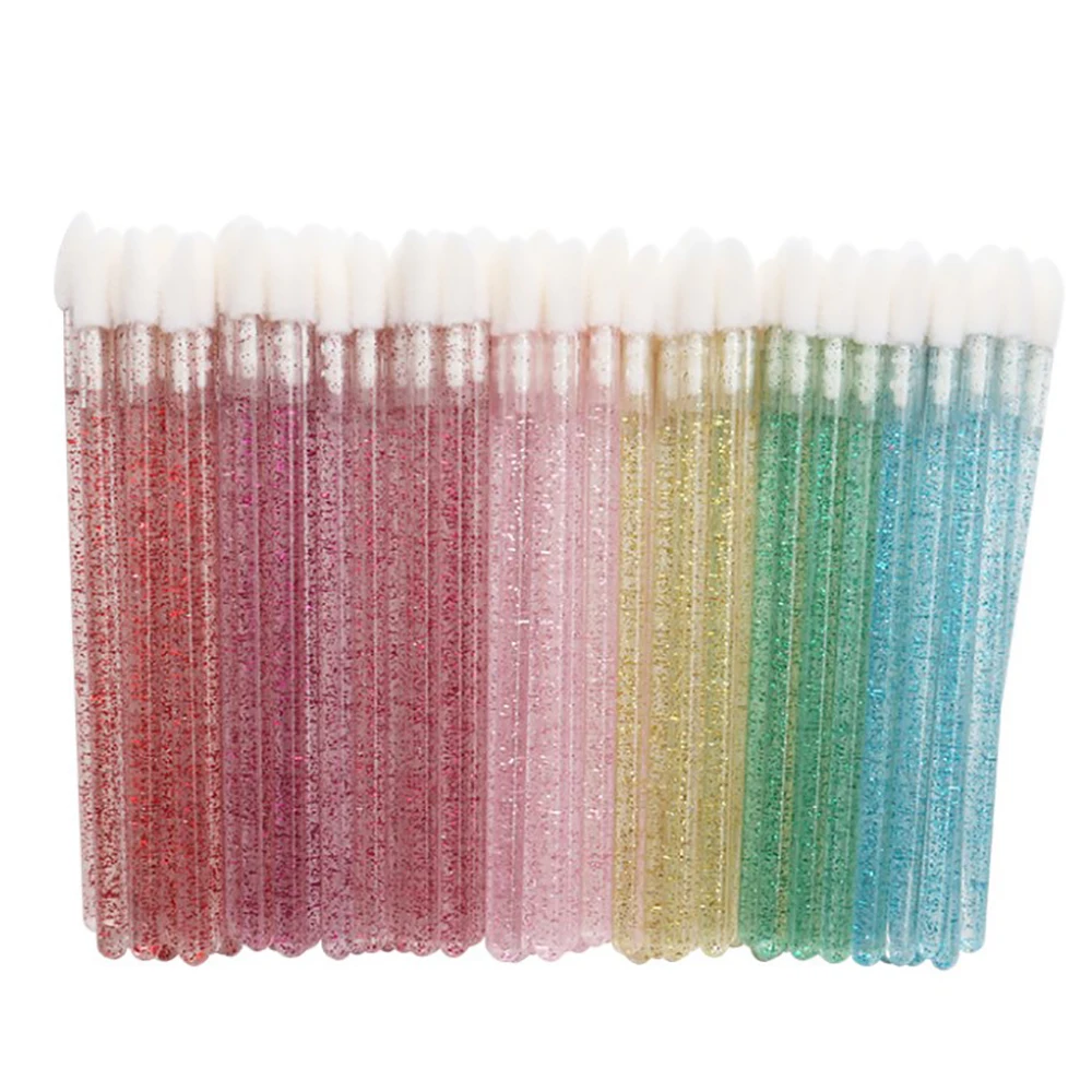 

50 Pieces Disposable Crystal MakeUp Lip Brush Lipstick Gloss Wands Applicator Eyelash Extension Supplies Makeup Tool
