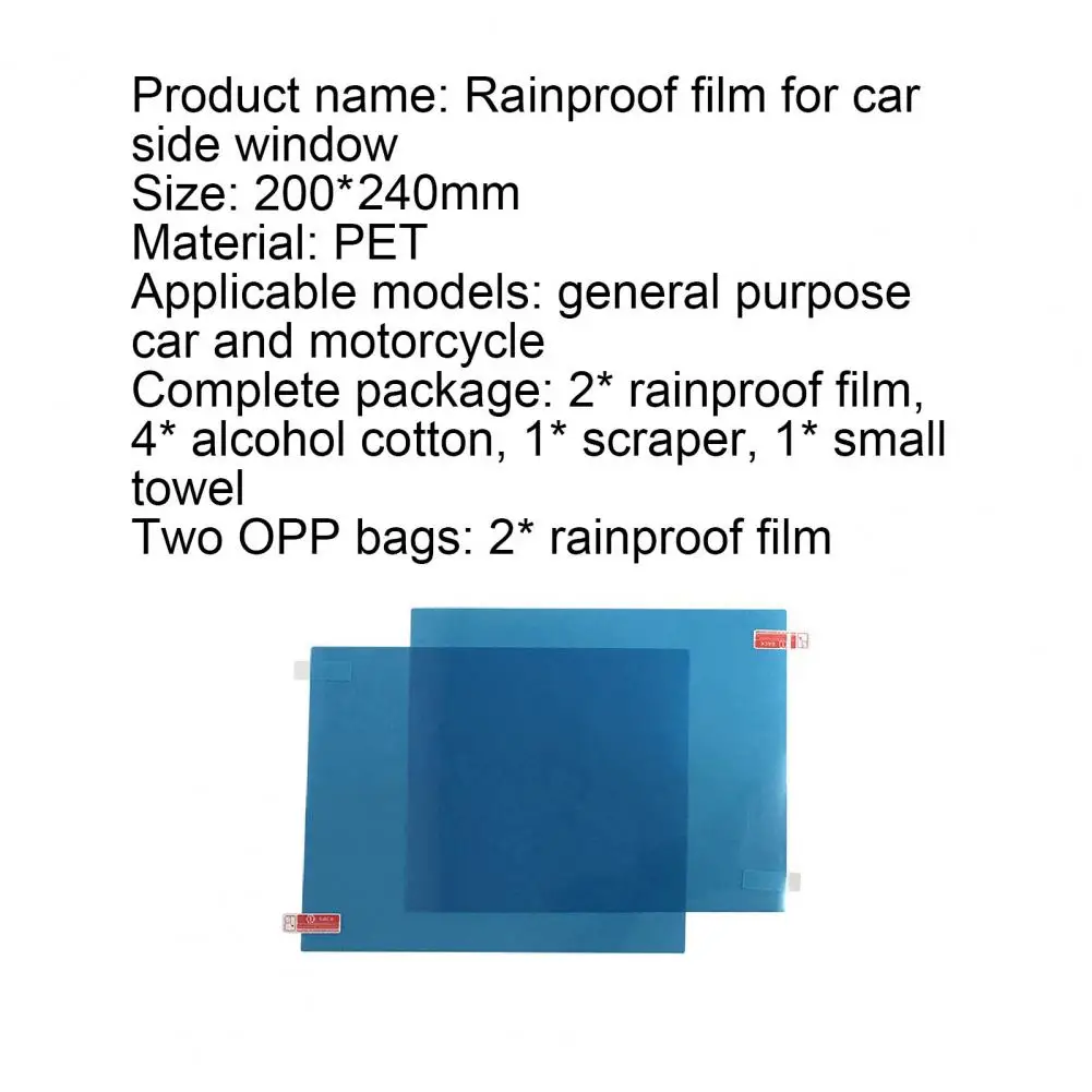 

30% Dropshipping!!1 Pair Side Window Anti-Fog Waterproof PET Rainproof Film Square Protective Stickers for Car Auto
